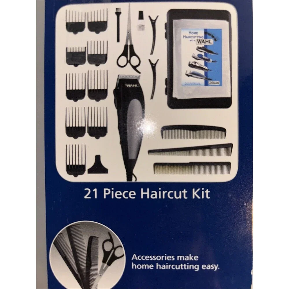 Wahl Home Pro Complete Haircutting Clippers Kit 21 Pieces & Hard Case Self-Sharp